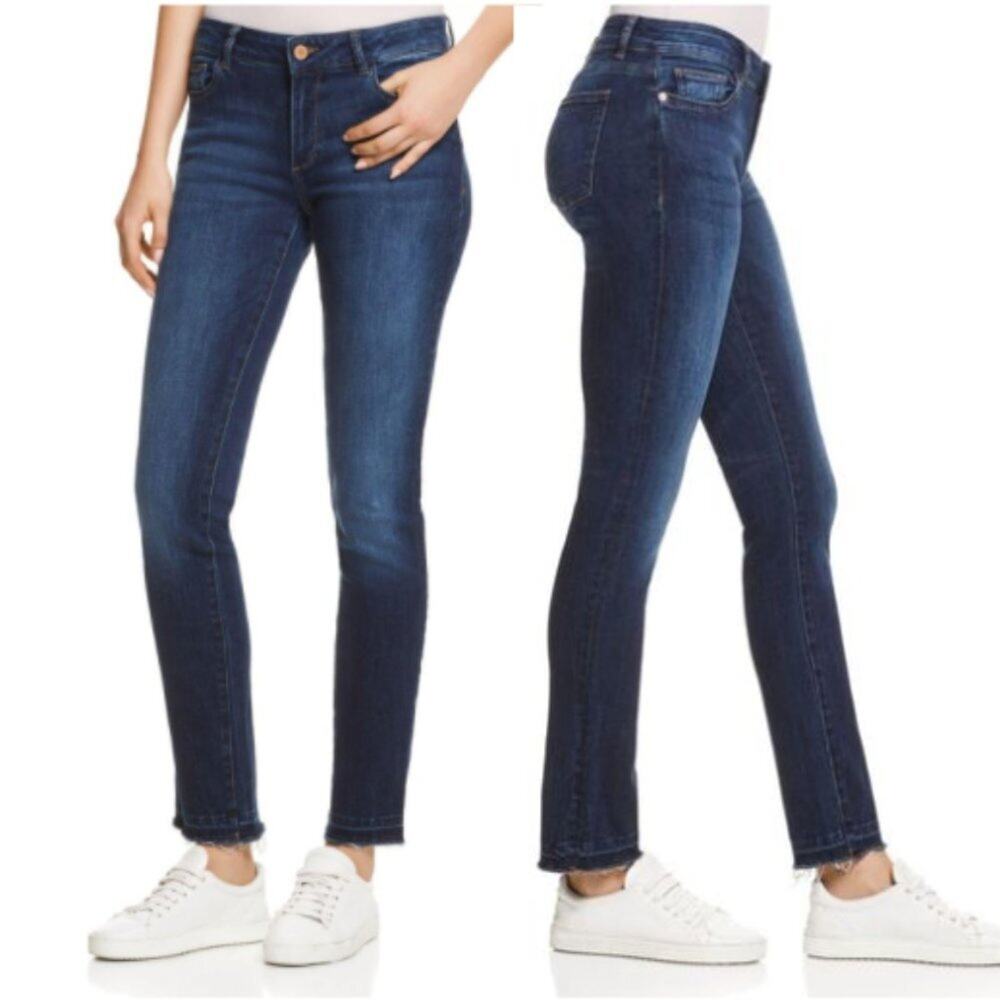 DL1961 Coco Mid Rise Curvy Slim Straight Jeans in Parsons Blue Wash